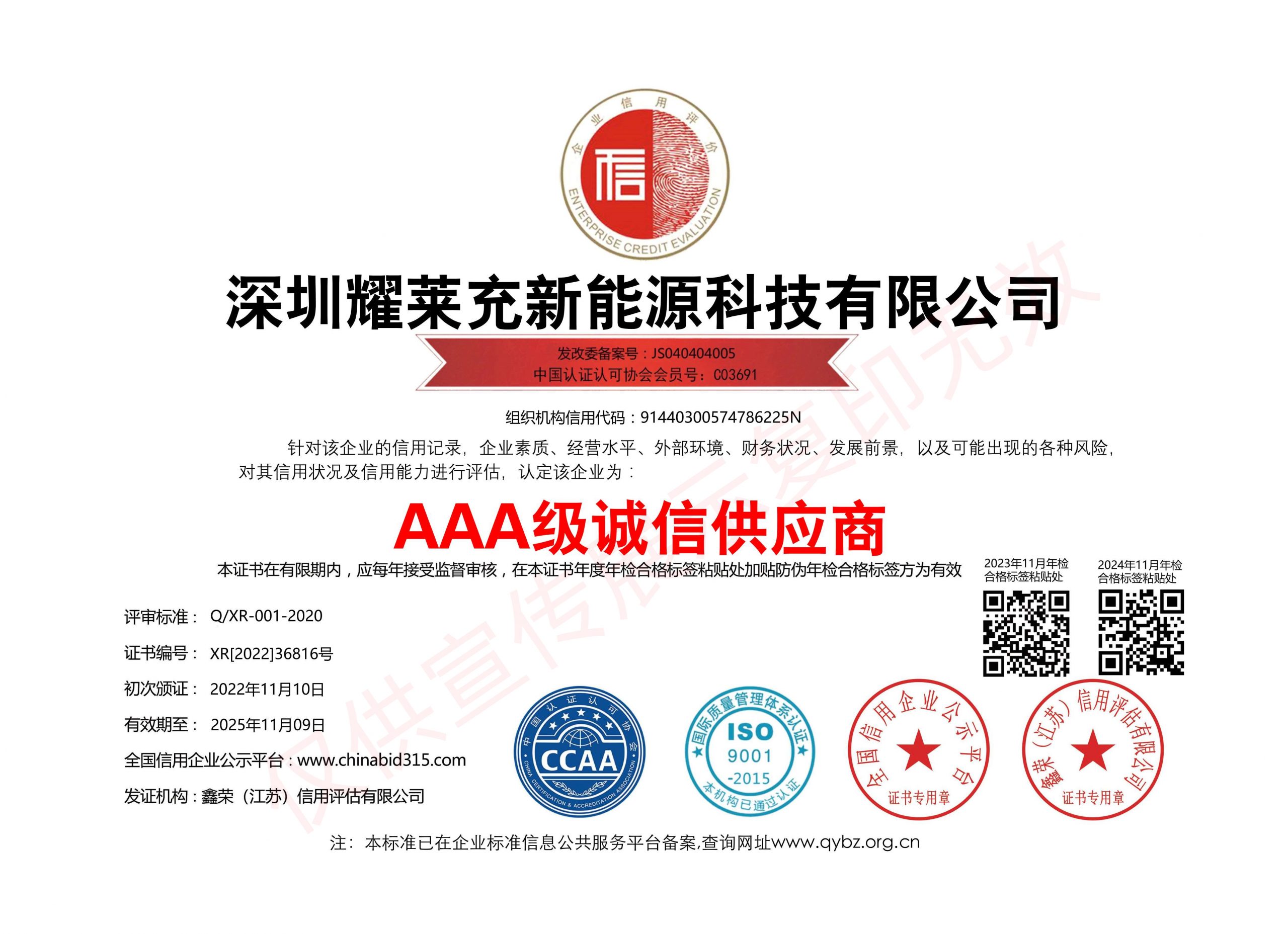 AAA級誠信供應商單位